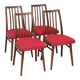 Set of 4 red dining chairs by Antonin Suman for Interier Praha.