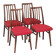 Set of 4 red dining chairs by Antonin Suman for Interier Praha.