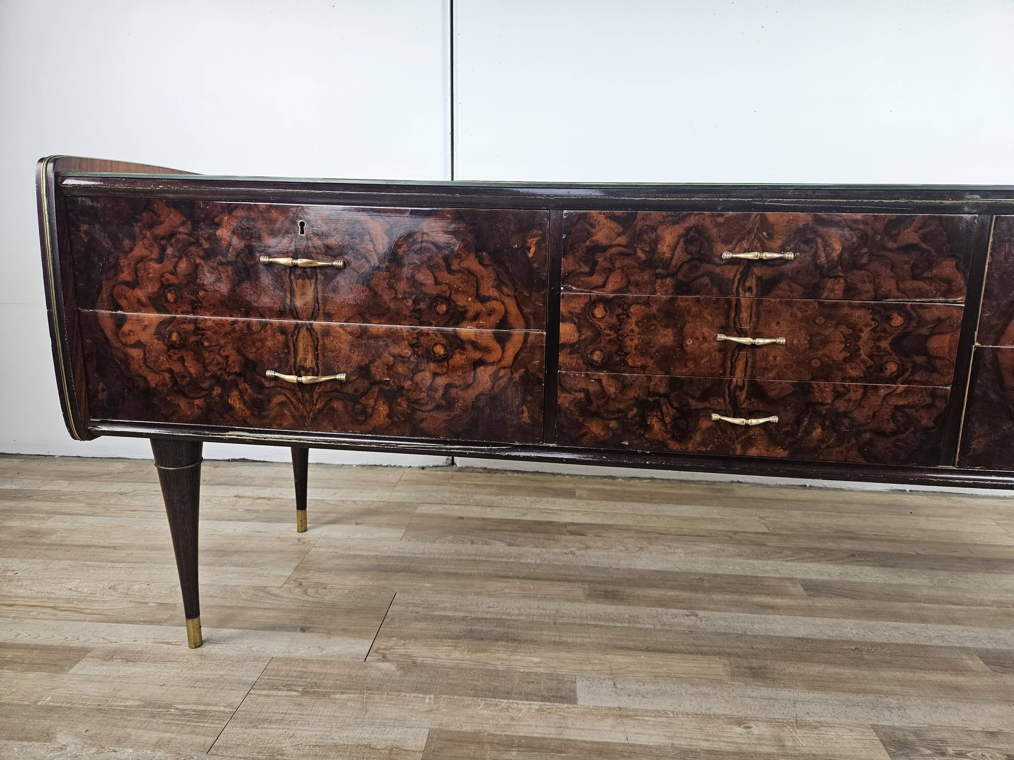 Mid Century 70's Chest of Drawers with Glass Top