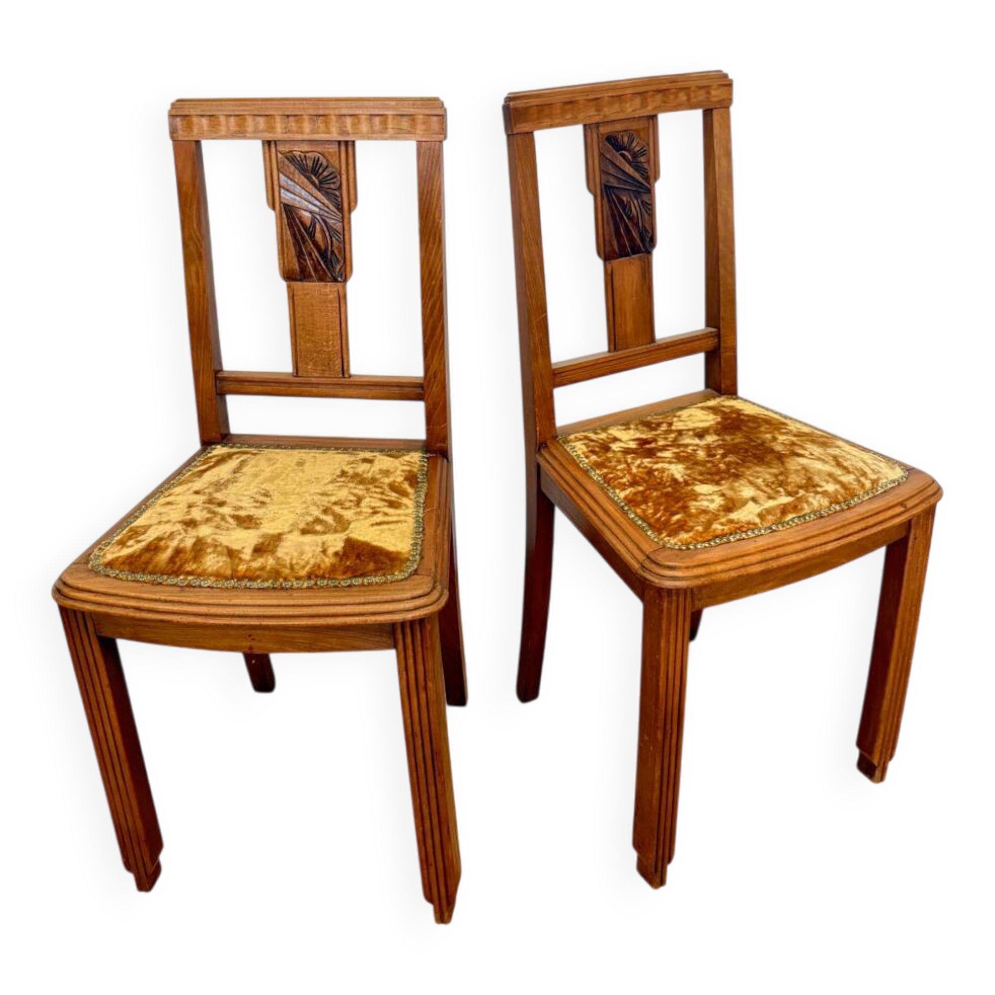 2 burgundy Art Deco chairs