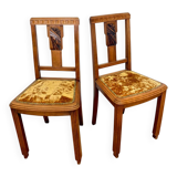 2 burgundy Art Deco chairs