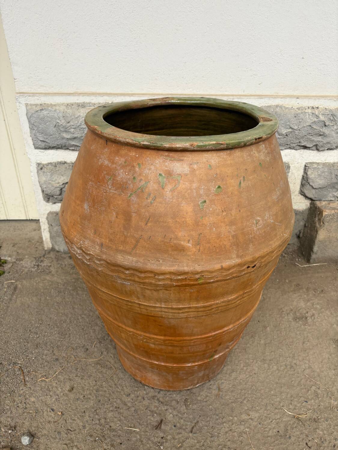 Large green glazed terracotta jar, Spain, 19th century.