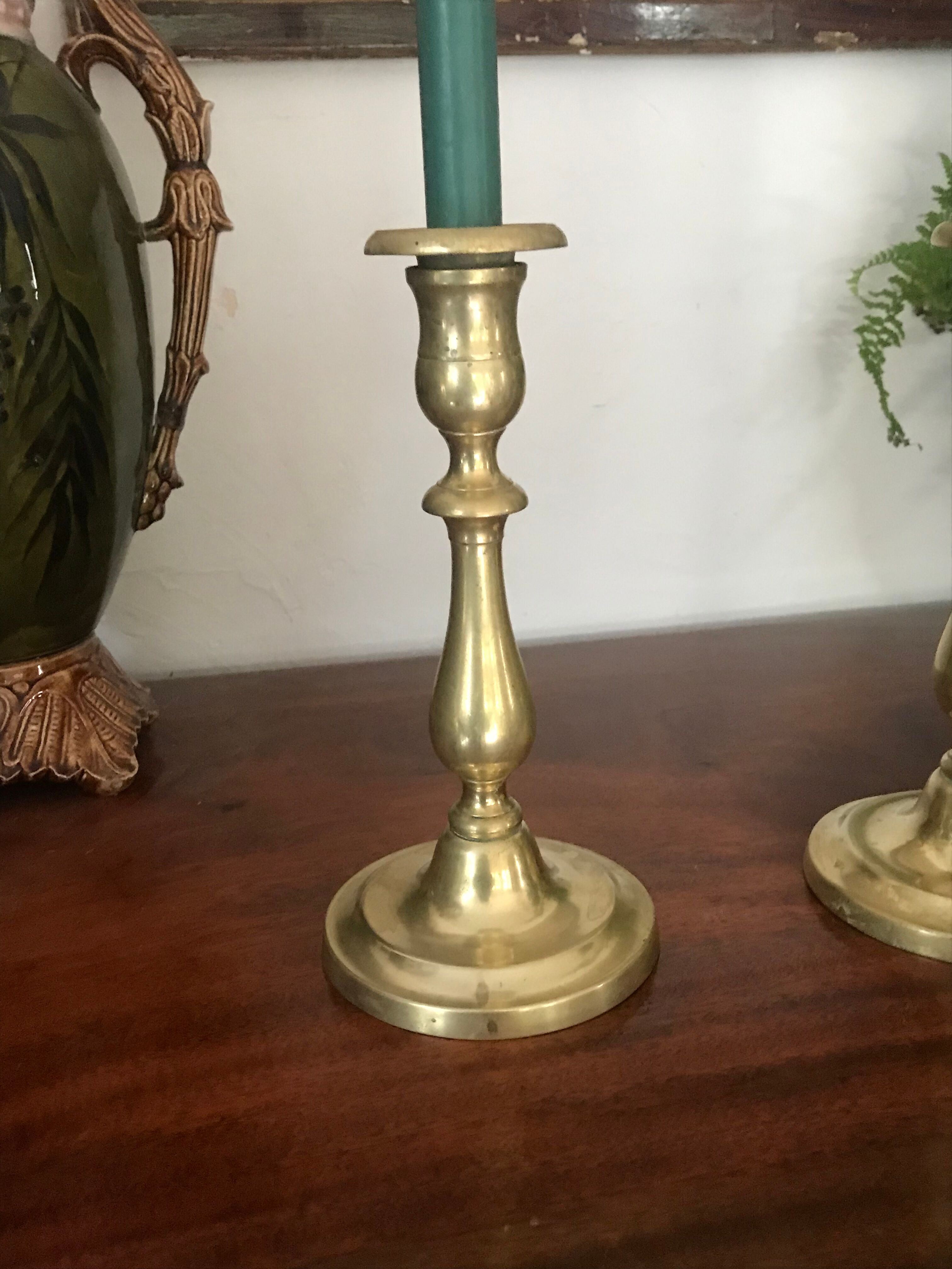 Pair of brass candle holders