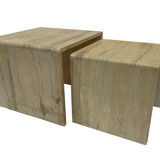 Italian travertine pull out tables, 1970
