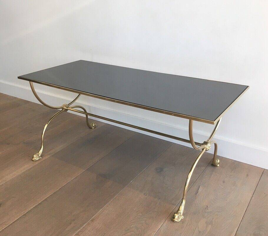 Brass coffee table. Maison Jansen.