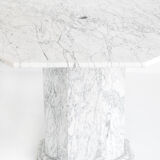Table vintage octogonale en marbre blanc, France, années 70