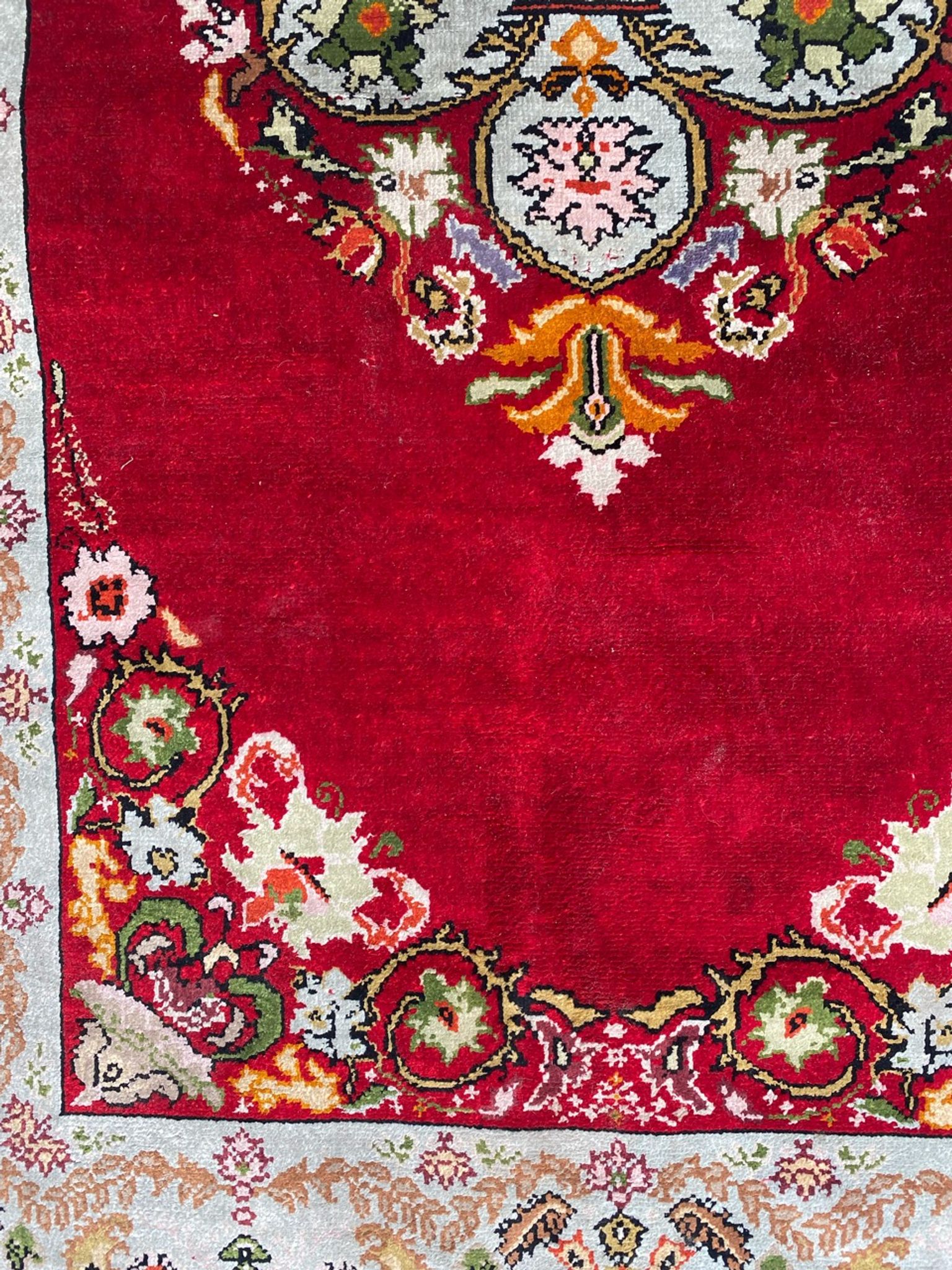 Tapis vintage turc en soie fait main 74x146 cm