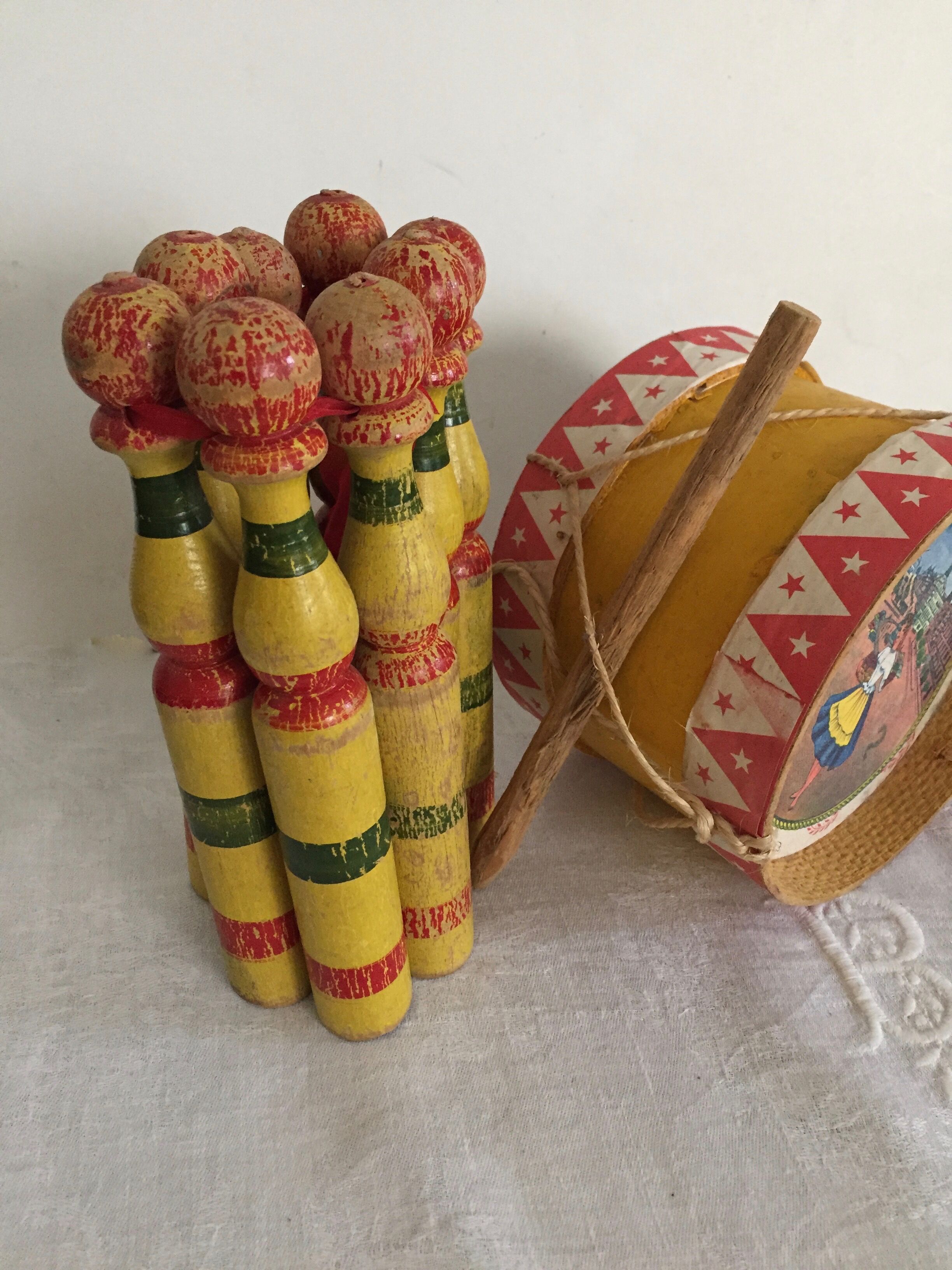 Old wooden bowling game
