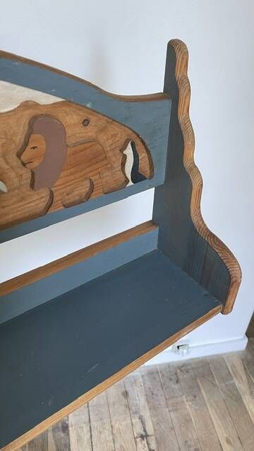 Vintage solid wood noah's ark shelf