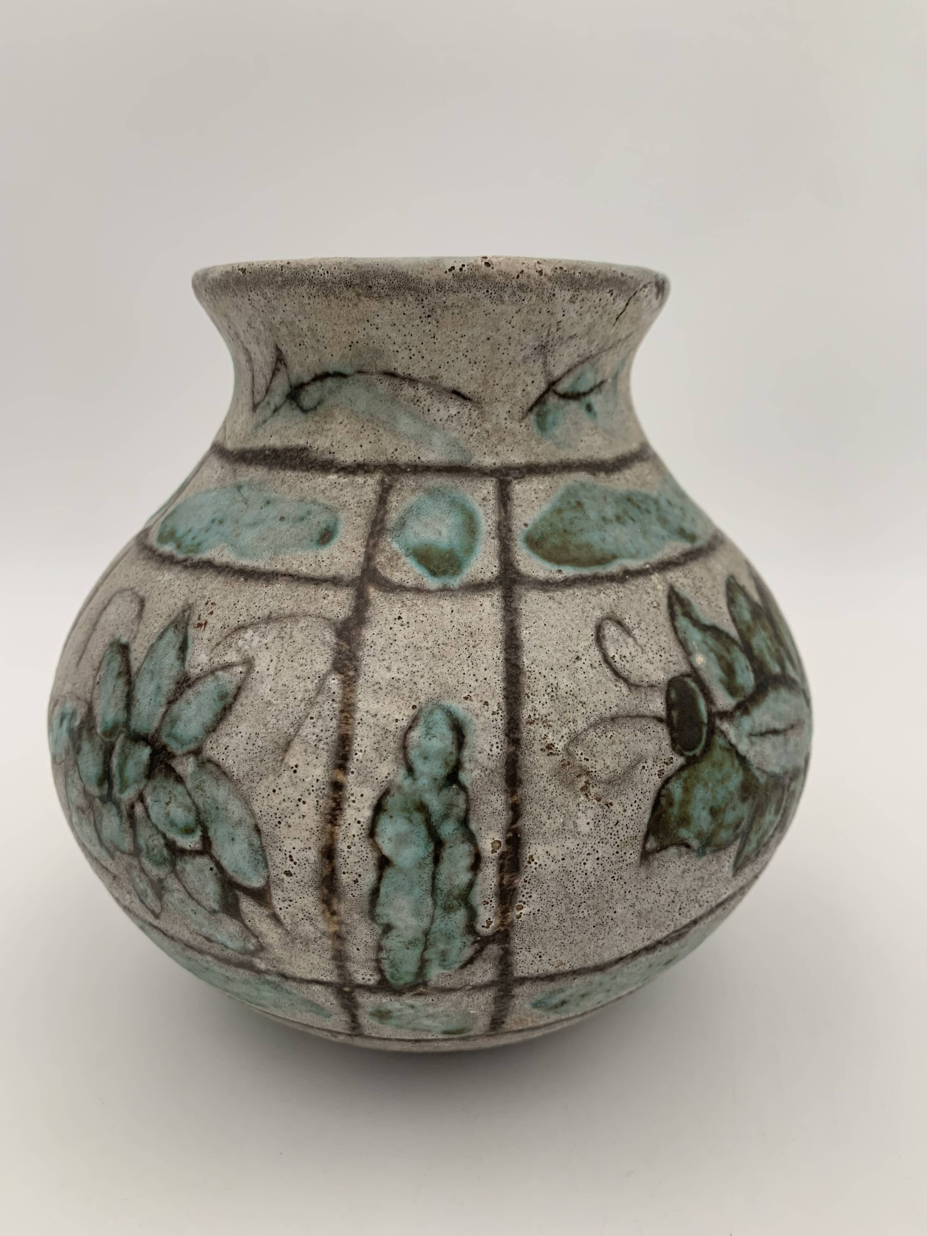 J. MASSIER, Vallauris - Antique enamelled stoneware vase - 1930s-1940s