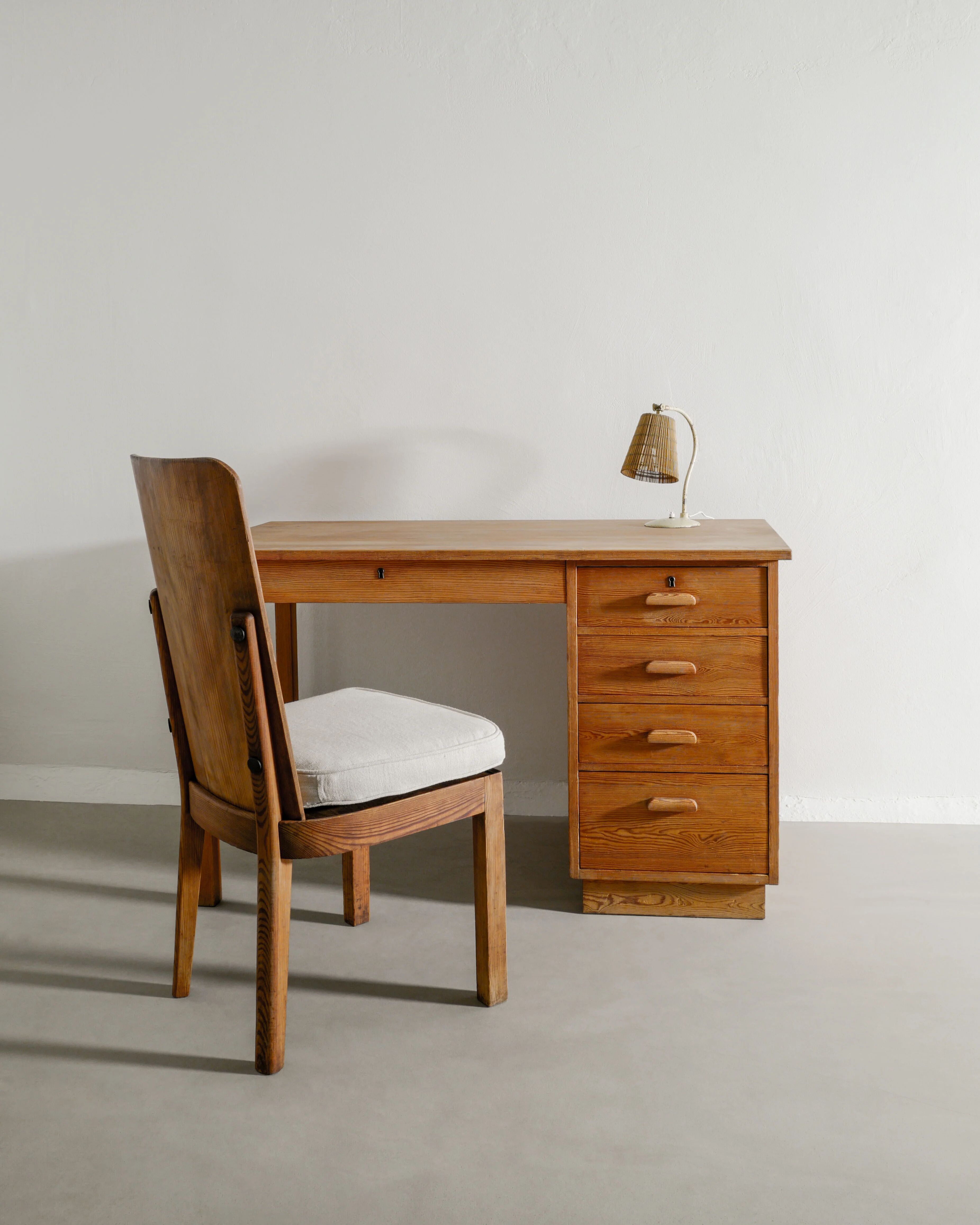 Swedish Wooden Pine Desk by Axel Einar Hjorth for Nordiska Kompaniet, 1930s