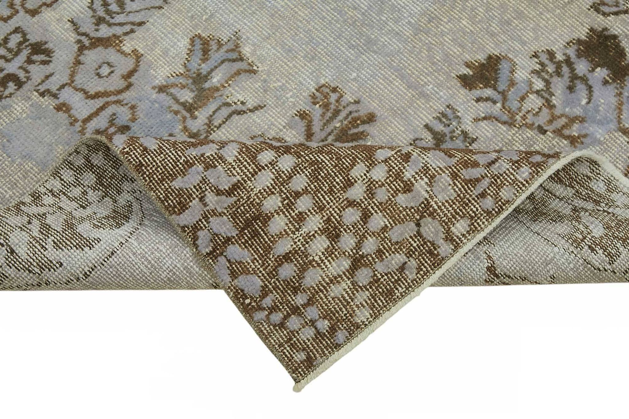 Overdyed Wool Vintage Handmade Carved Rug 178 cm x 275 cm