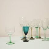 vintage varied set of green glasses