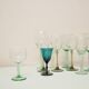 vintage varied set of green glasses