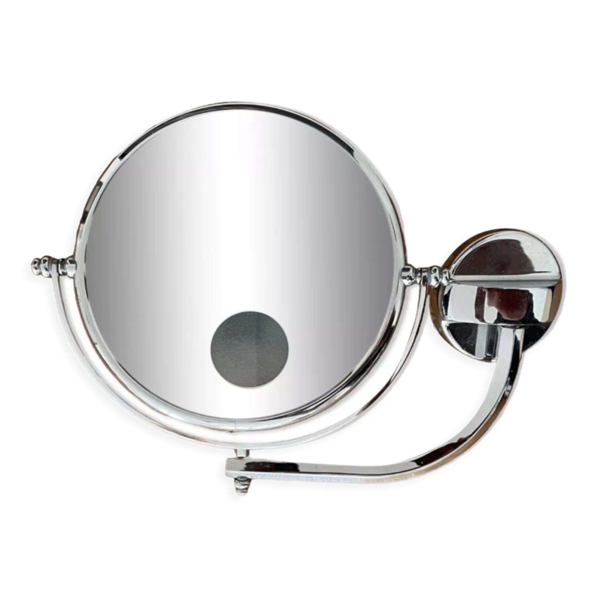 Vintage magnifying and illuminating mirror chromed metal Arpin Paris 1970