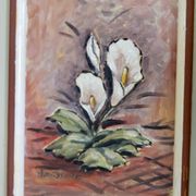 "Oil on Norwegian canvas from the mid-century 'Peace Plant' by Arvid Nilsson (1913-1976) - framed"