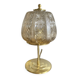 Vintage amber globe table lamp
