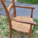 Rustic straw armchair
