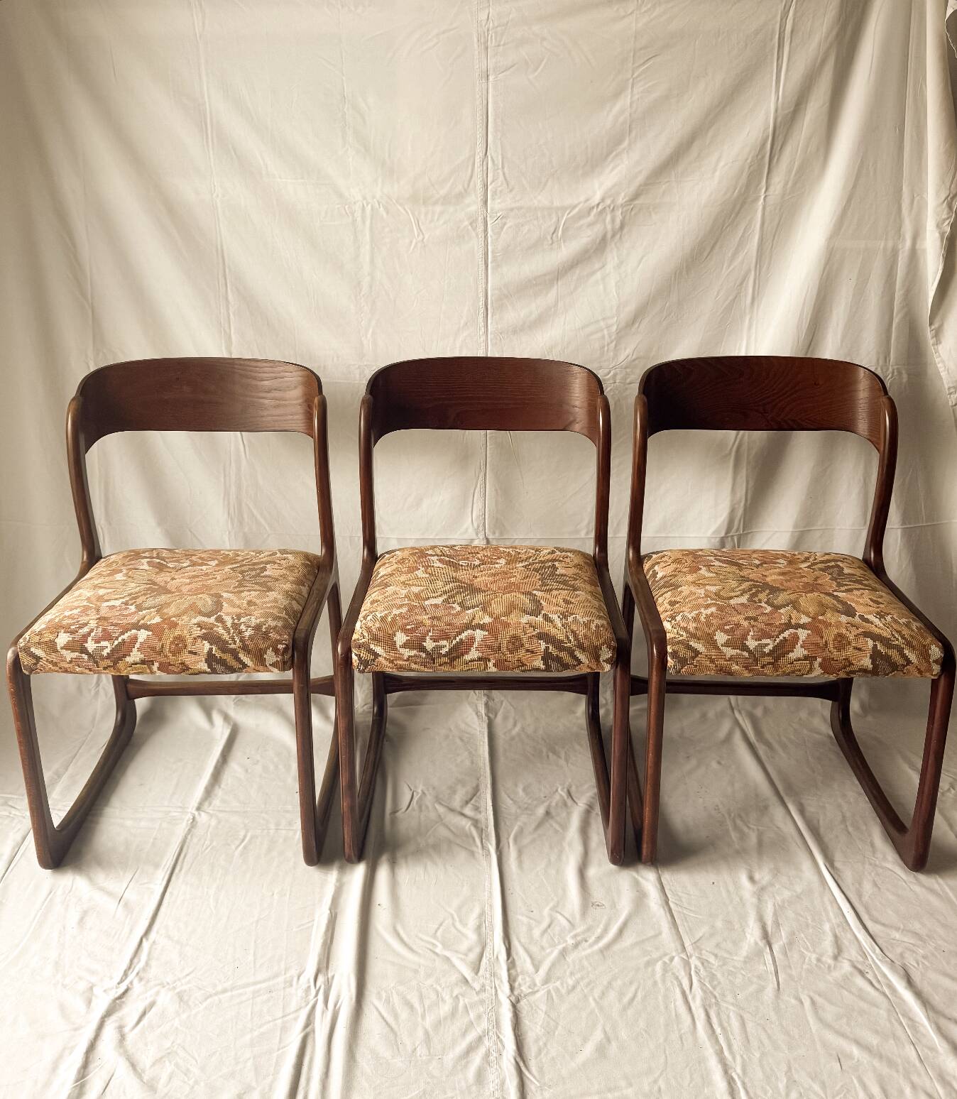 Set of 3 Baumann chairs, model bémol nicknamed sled.