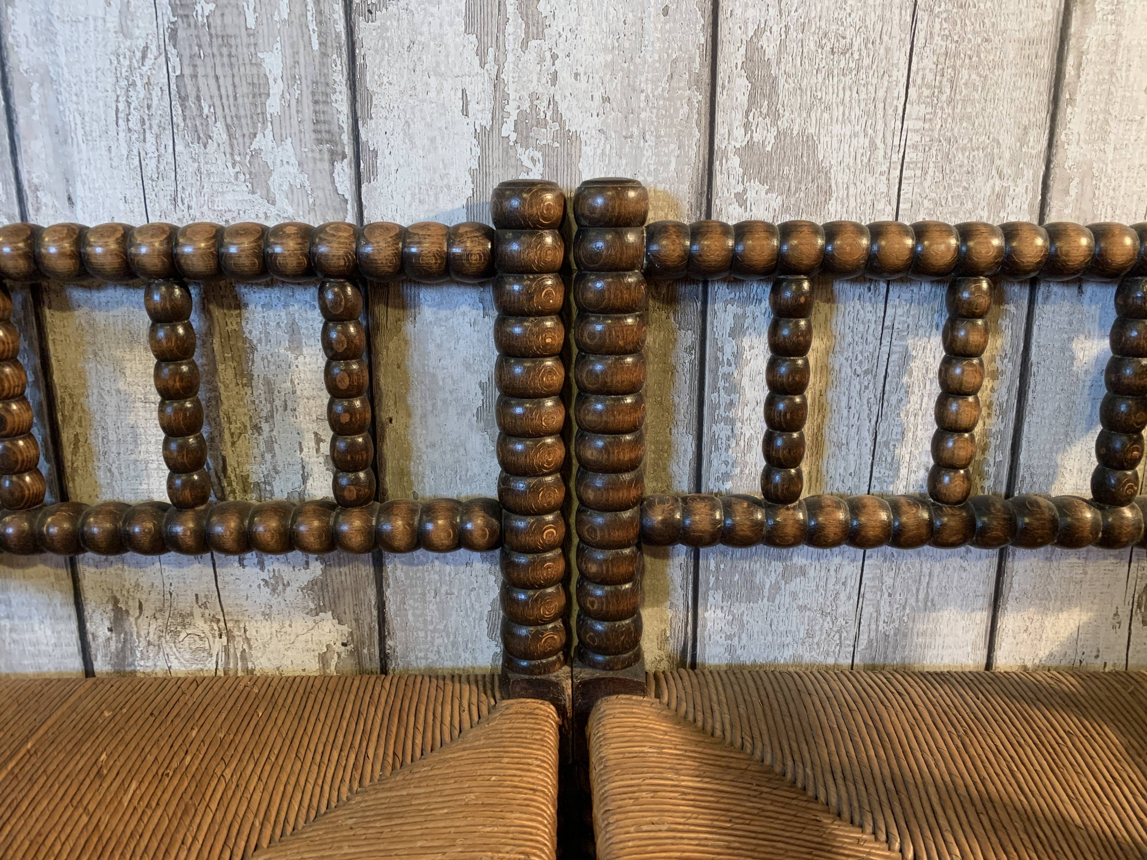 Pair of wooden chairs turned