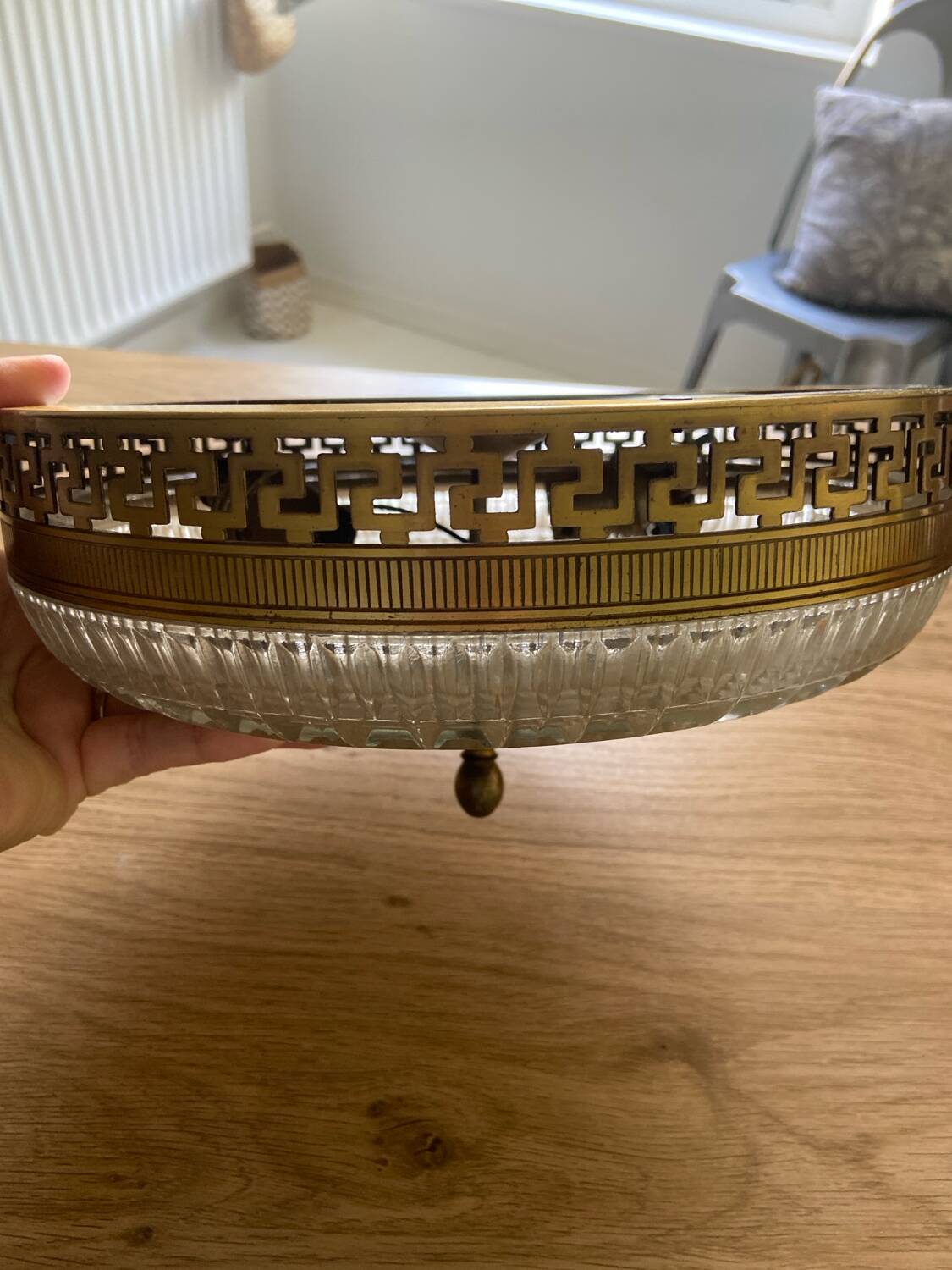 Brass and glass ceiling light