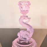 Vase en verre rose poisson koi design années 70