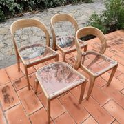 Set of 3 chairs + 1 stool baumann model gondole light oak reinterpreted
