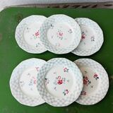 Six antique flat plates from Digoin Sarreguemines.