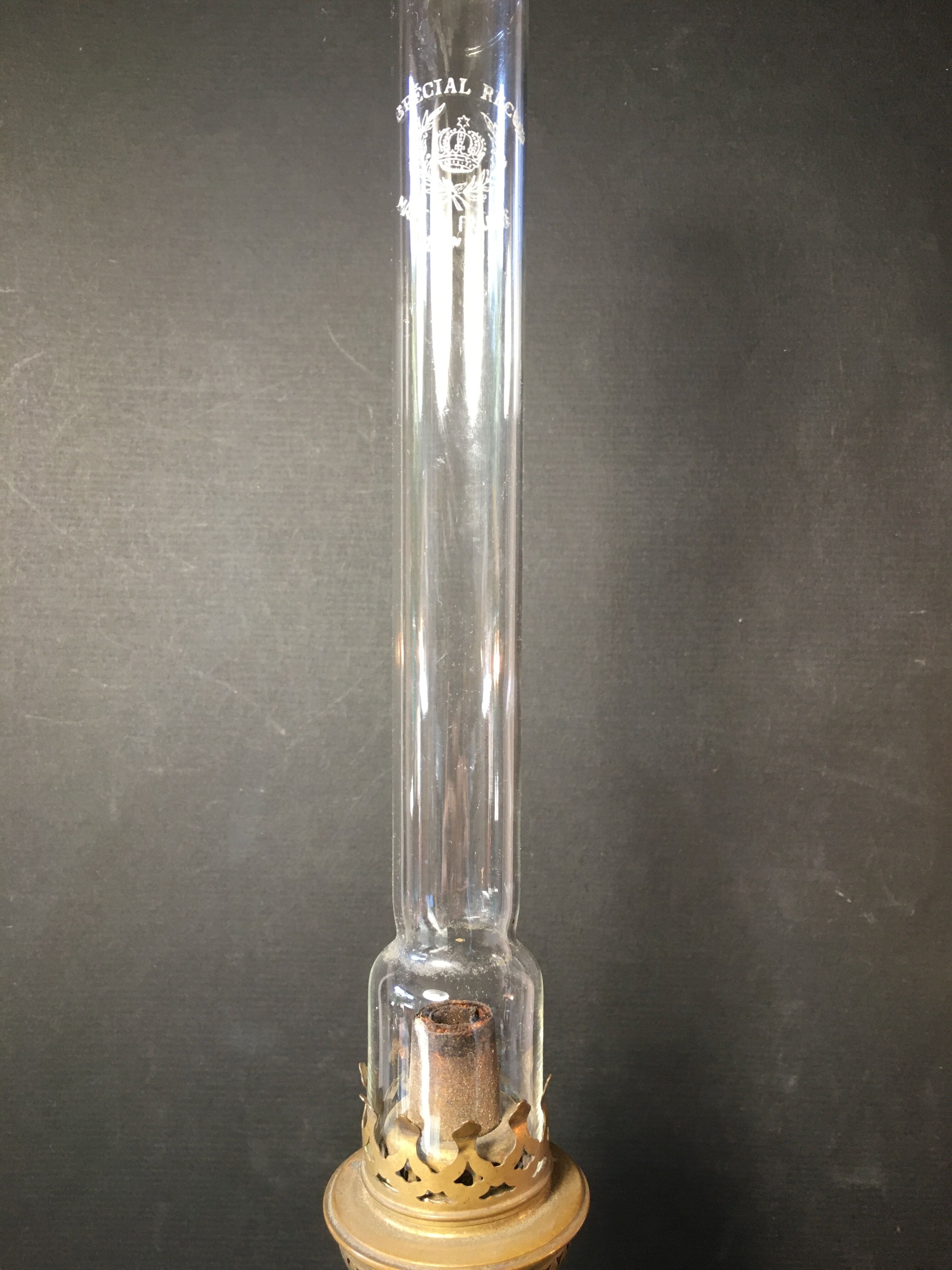 Oil lamp tinted glass and tin