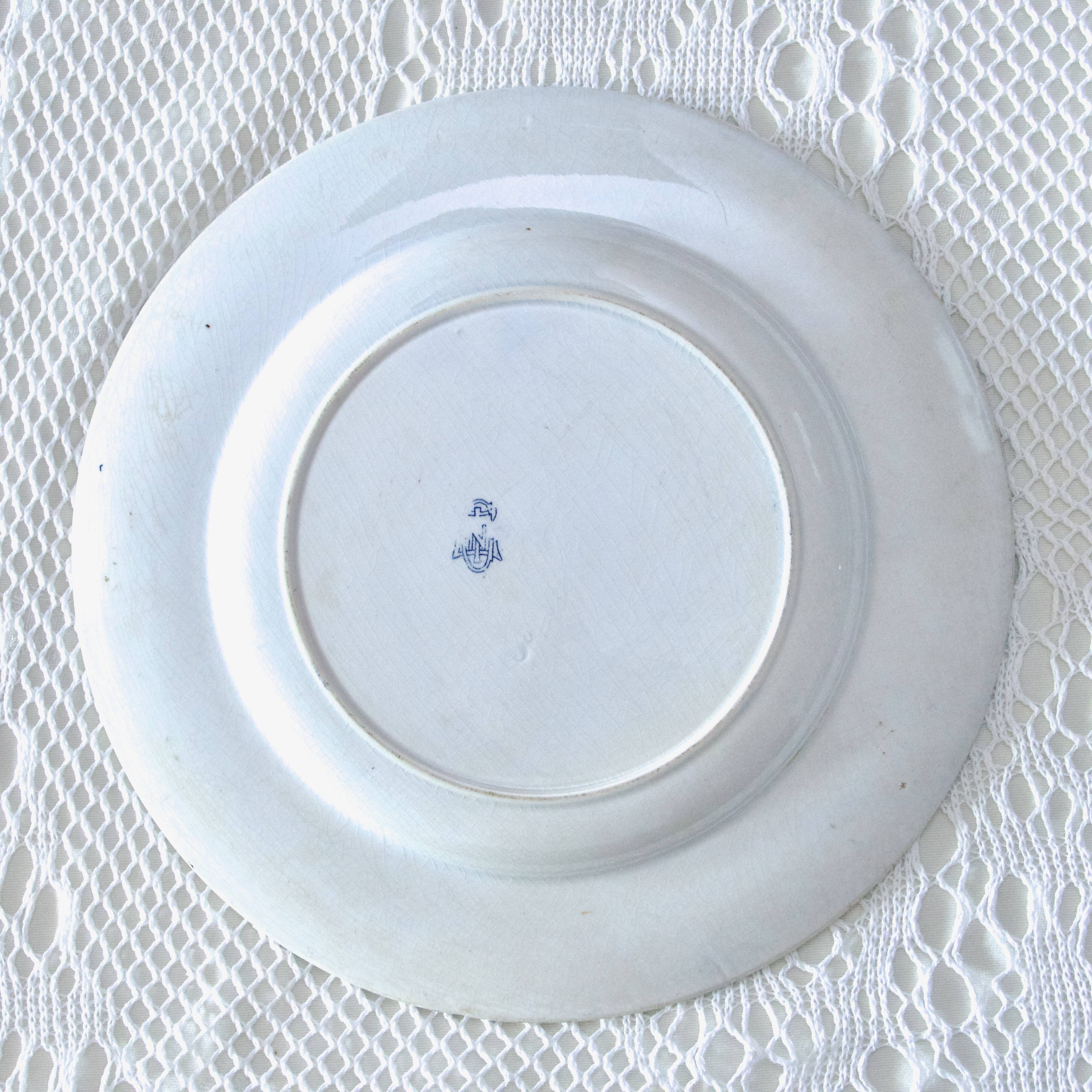 19th century plates Gien iron earth collection with Japanese birds