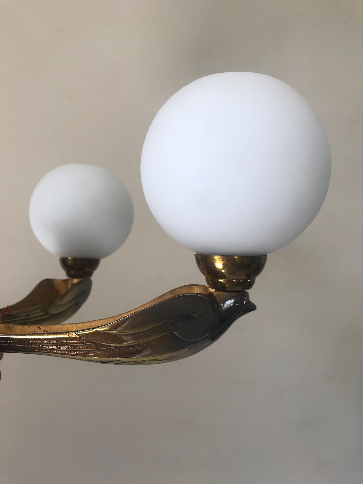 Pair of wall light vintage bronze swallows Annees 50