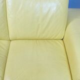 Mid Century Retro Italian Cream Leather 2 Seat Sofa Settee Couch by Moroso 1980s