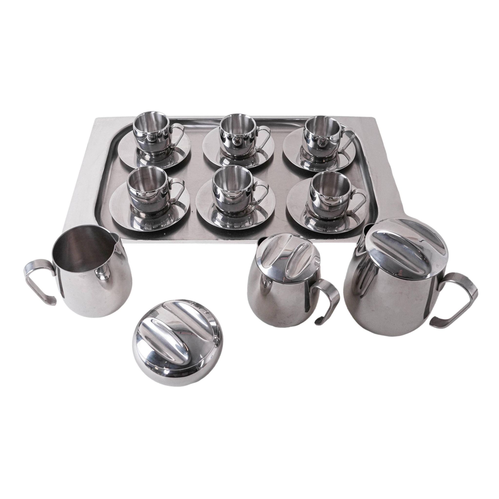 Service à café et à thé, design italien, années 1980, fabriqué en Italie.