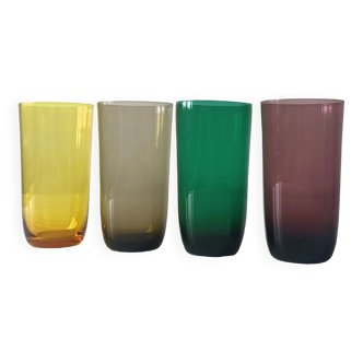 Set of 4 colored translucent glasses