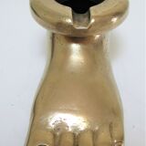 Anthropomorphic ashtray solid brass foot design 70s