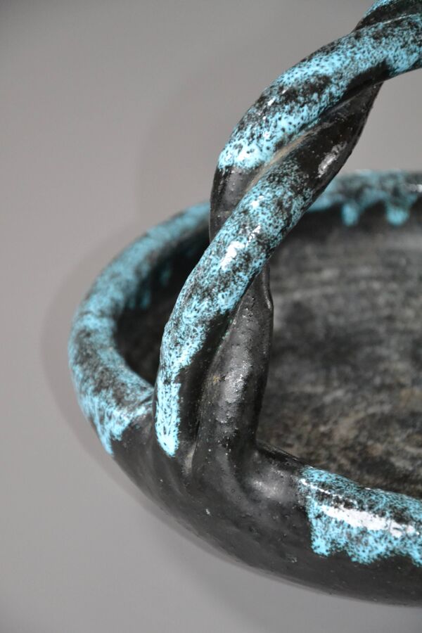 Coupe, panier tressé Accolay bleu turquoise