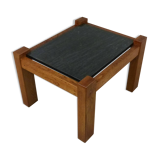 Brutalist coffee side table in oak & natural stone 1970's