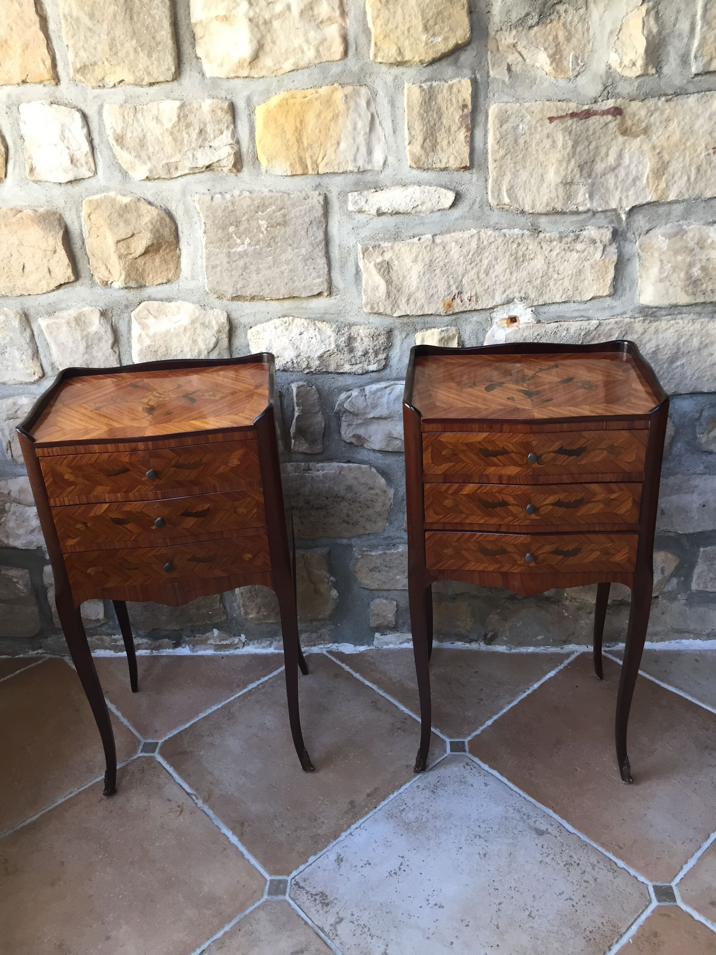 Pair of inlaid nightstands
