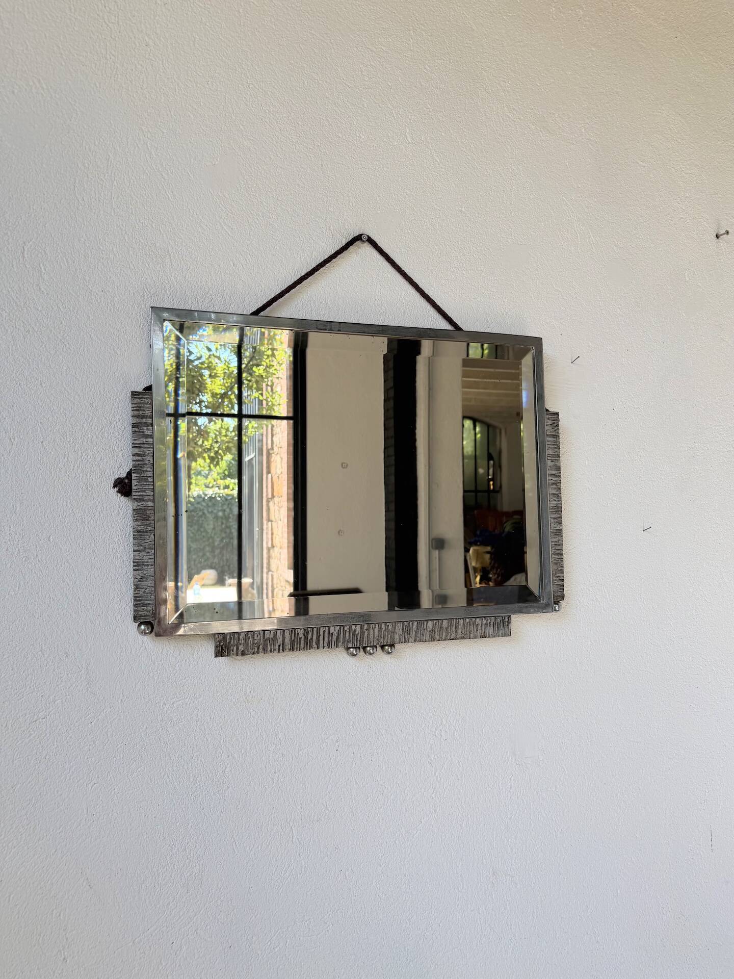Art Deco silver-plated metal mirror 1930