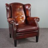 Patinated sheepskin armchair