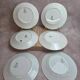 Set of 6 flat plates, Gien Montigny ironstone – old green decoration.