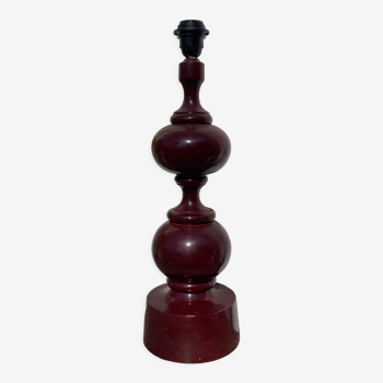 Large 1970 wooden lamp foot turned plum