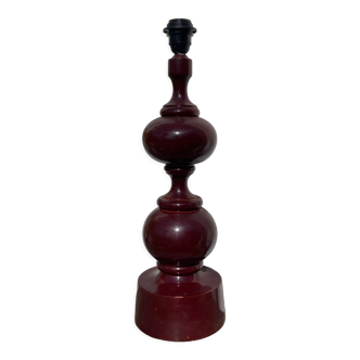 Large 1970 wooden lamp foot turned plum