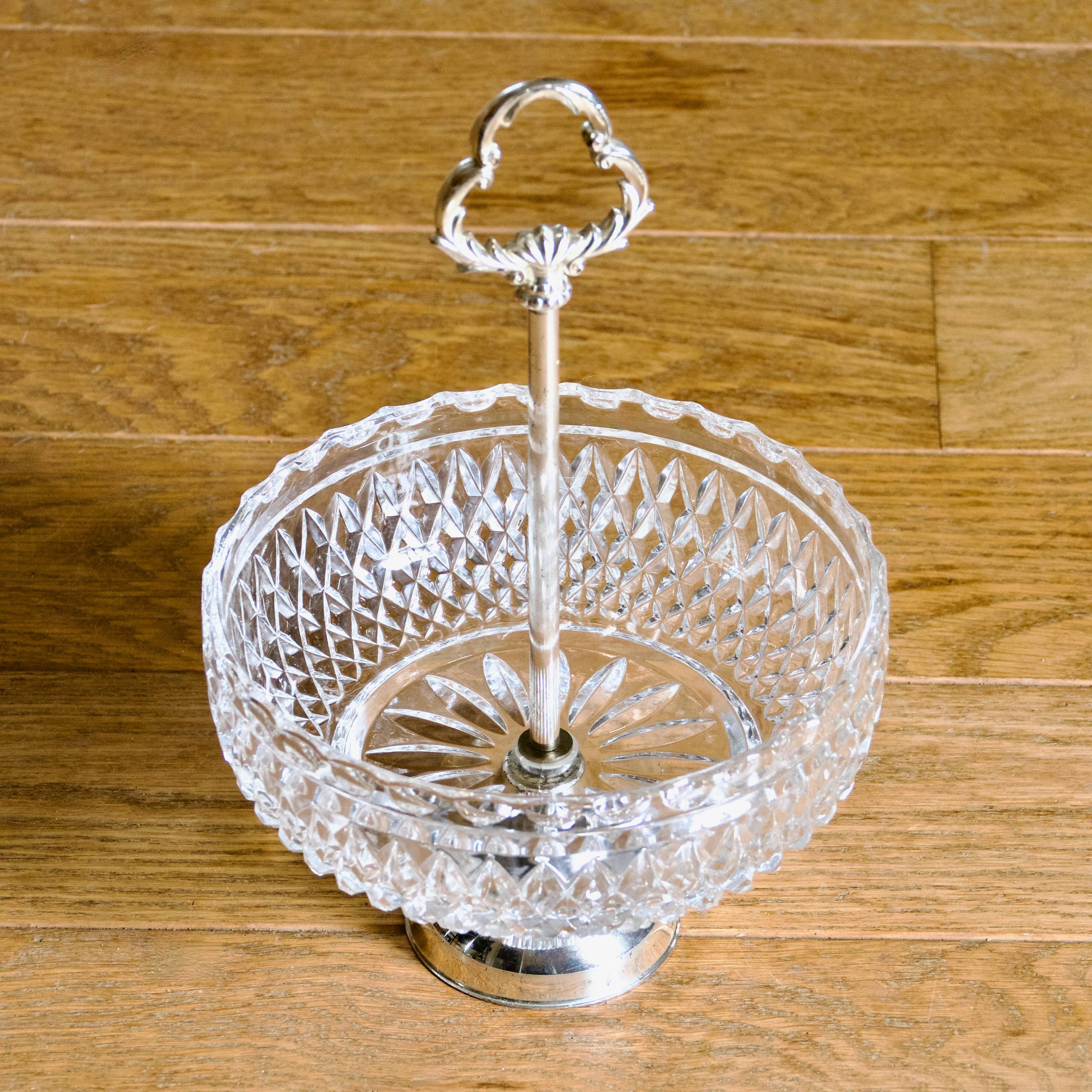 1950s crystal and silver-plated metal bowl/basket