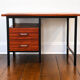 Modernist desk from the 50s-60s in wood and metal, reversible drawer unit.