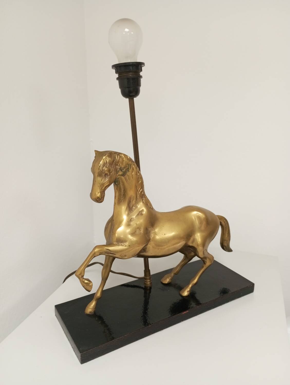 Table lamp Horse in gilded brass