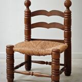 Petite chaise Charles Dudouyt bois et paillage