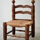 Small Charles Dudouyt chair in wood and straw