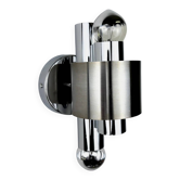 Space age 2-light wall sconce, chromed metal, Italy, 1970s