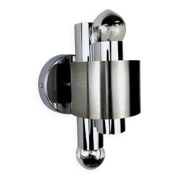 Space age 2-light wall sconce, chromed metal, Italy, 1970s
